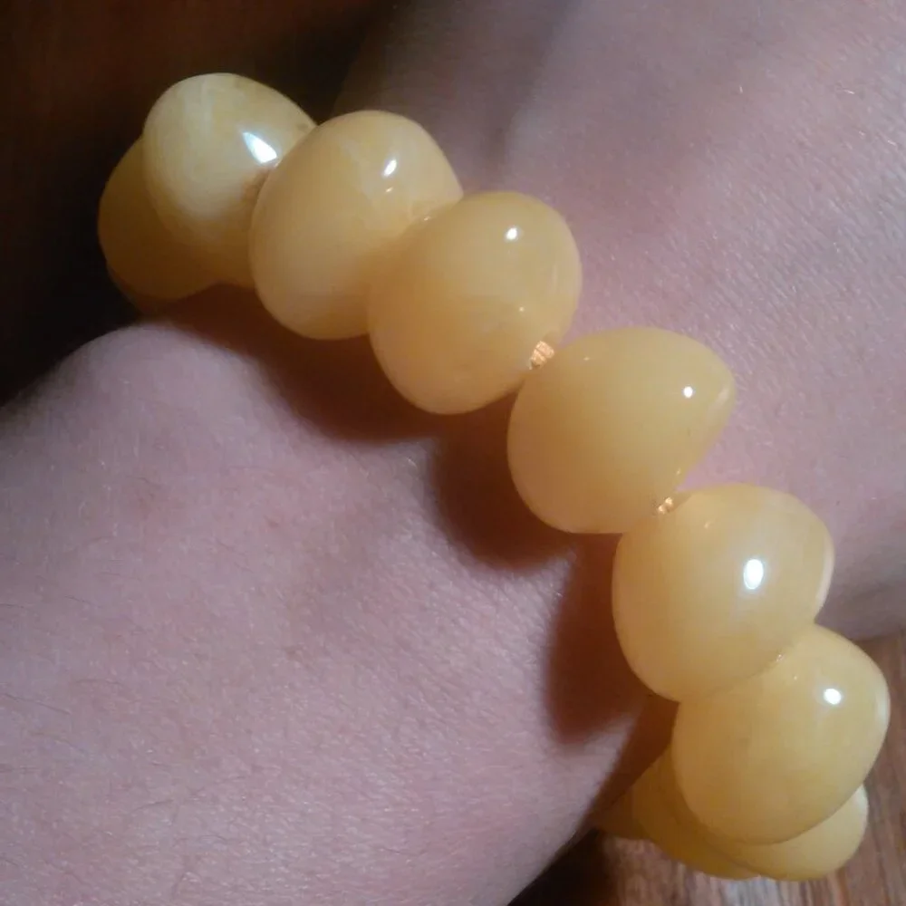 Golden Color Lab Created Light Amber Nuggets Stretch Bracelet